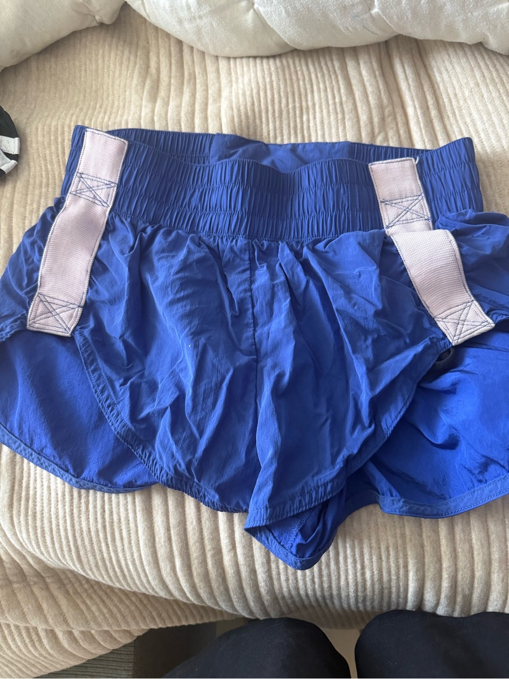 Free People Royal Blue Athletic Shorts with Light Pink Straps